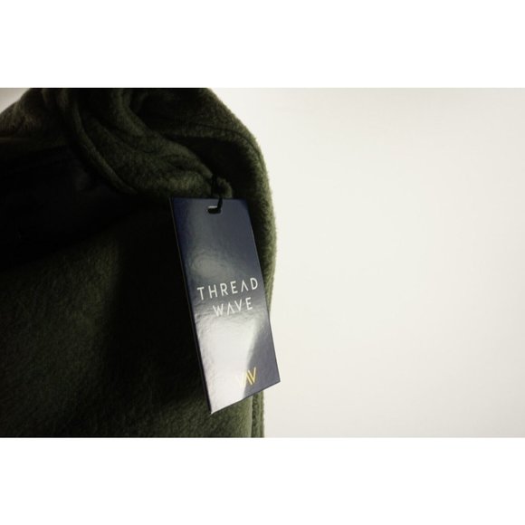 New Thread Wave Men’s Small Green Polar Fleece Snap Front Mock Pullover Sweater - Picture 4 of 9